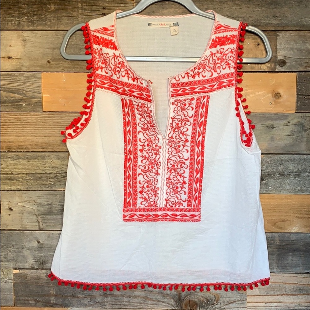 White & Red Tank Top